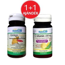   NutriLAB Ginkgo Forte kapszula 30db + AJÁNDÉK NUTRILAB C-VITAMIN 400 mg KAPSZULA (30 db)