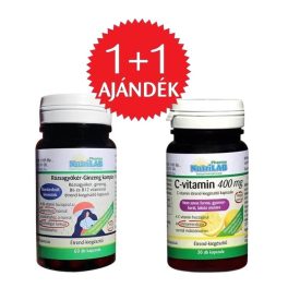   NutriLAB Rózsagyökér-Ginzeng komplex vega kapszula 60db + AJÁNDÉK NUTRILAB C-VITAMIN 400 mg KAPSZULA (30 db)