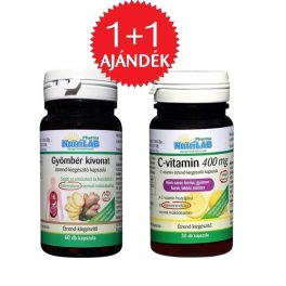   NutriLAB Gyömbér kivonat vega kapszula 60db + AJÁNDÉK NUTRILAB C-VITAMIN 400 mg KAPSZULA (30 db)