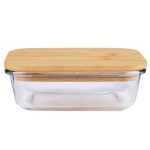 Alpina Üveg ételtároló bambusz fedéllel kb. 590 ml (17 x 12 x 6 cm)