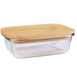 Alpina Üveg ételtároló bambusz fedéllel kb. 590 ml (17 x 12 x 6 cm)