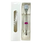 "Cuchara" bombilla készlet díszdobozban -sötétpink gyönggyel (19 cm)