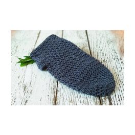   Kézműves horgolt mosdókesztyű, organikus pamut, L-es szürke színű