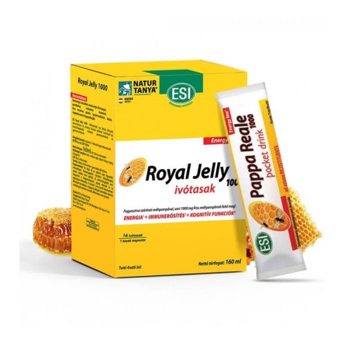 Natur Tanya® ESI® Royal Jelly - 1000 mg friss MÉHPEMPŐ folyékony ivótasakban + gesztenye méz, fekete áfonyabogyó, virágpor, acerola