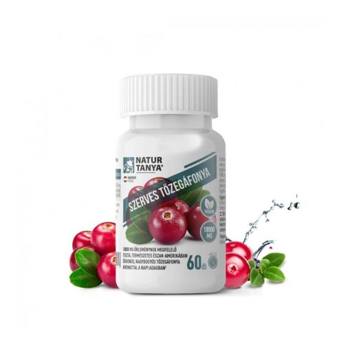 Natur Tanya® Szerves Tőzegáfonya/Cranberry FORTE – 3 tablettában 18000 mg őrleménynek megfelelő természetes tőzegáfonyával 