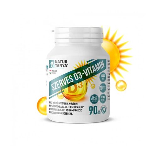 Natur Tanya® Szerves D3-vitamin 4000NE növényi kapszulatokban, E-vitaminnal  