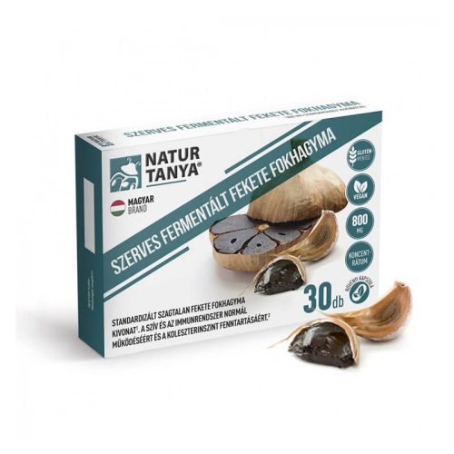 Natur Tanya® Fermentált Fekete Fokhagyma 800 mg - szív, erek, koleszterin, mikrobiom, immunrendszer 30db