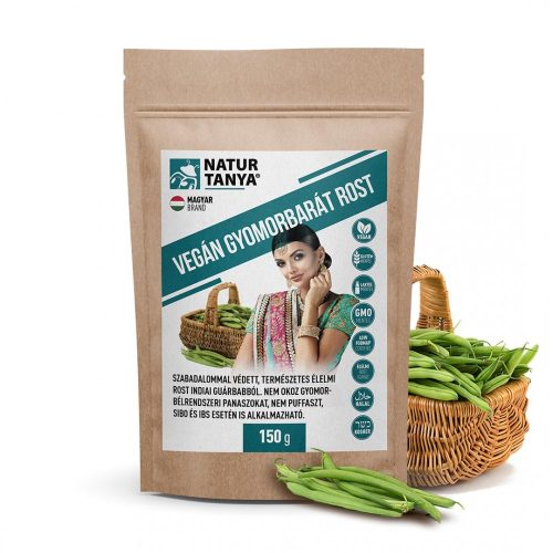 Natur Tanya® vegán gyomorbarát rost - Szabadalommal védett indiai guarbabból a Monash Egyetem LOW FODMAP tanúsítványával, IBS, SIBO esetén is. 