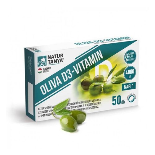 Natur Tanya® OLIVA D3-vitamin - 4000 NE Quali®-D aktív D3-vitamin természetes extra szűz olívaolajban oldva. 50 db 