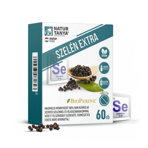 Natur Tanya® SZELÉN EXTRA - Maximális mennyiségű 100% szerves szelén és természetes fekete bors kivonat 60db