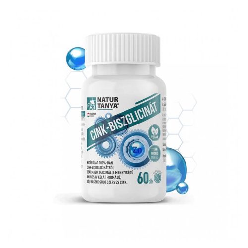 Natur Tanya® Cink-biszglicinát - Kizárólag 100%-ban cink-biszglicinátból származó, magas biohasznosulású szerves cink 60db