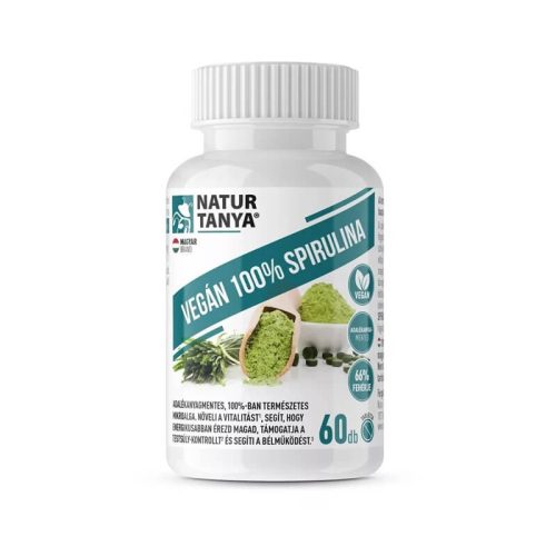 Natur Tanya® Vegán 100% Spirulina - adalékanyagmentes mikroalga, vitalitás, testsúly-kontroll, emésztés 60 db