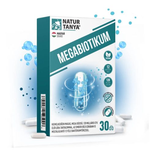 Natur Tanya® MEGABIOTIKUM - 12 féle baktériumtörzs, mega dózisú, 120 milliárd CFU élőflóra tartalom 30db